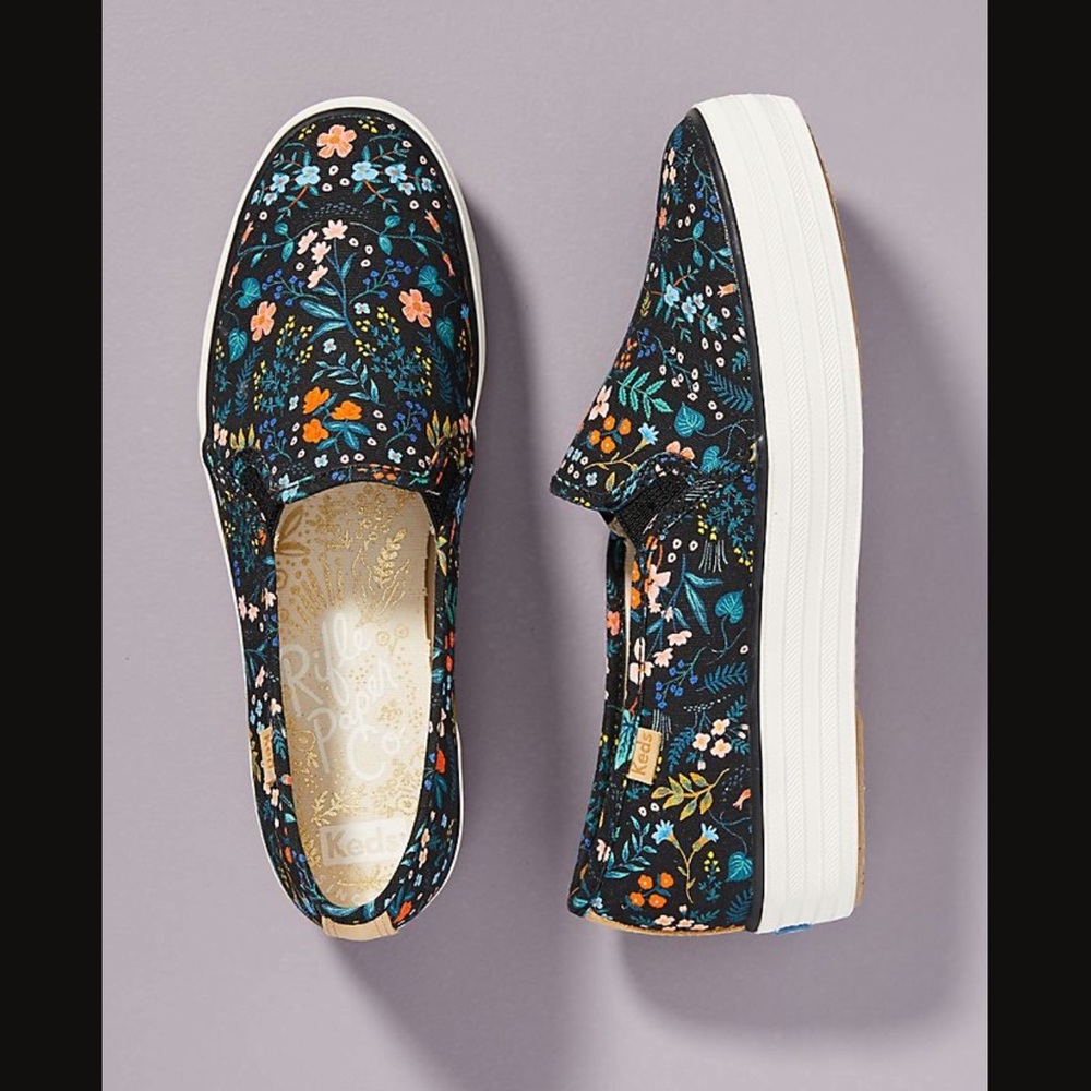 Keds Women's Black Floral Slip-On Sneakers